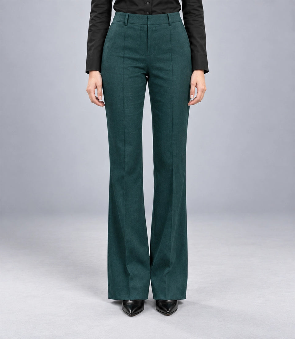 Women's Green Linen 2 Piece Suit Pant - Suit Heritage