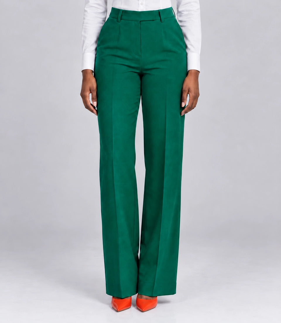 Women's Green Solid 3 Piece Suit Pant  -  Suit Heritage