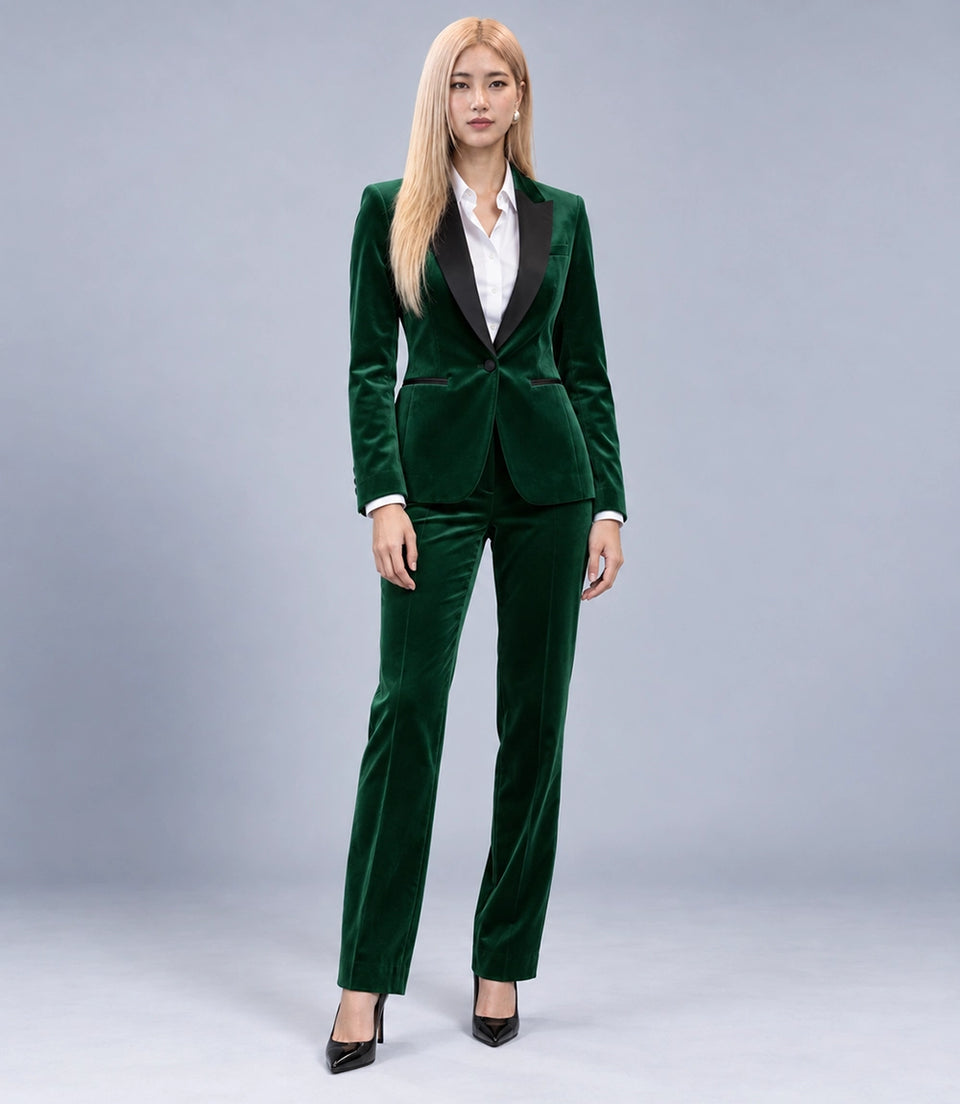 Women's Green Velvet Tuxedo -  Suit Heritage