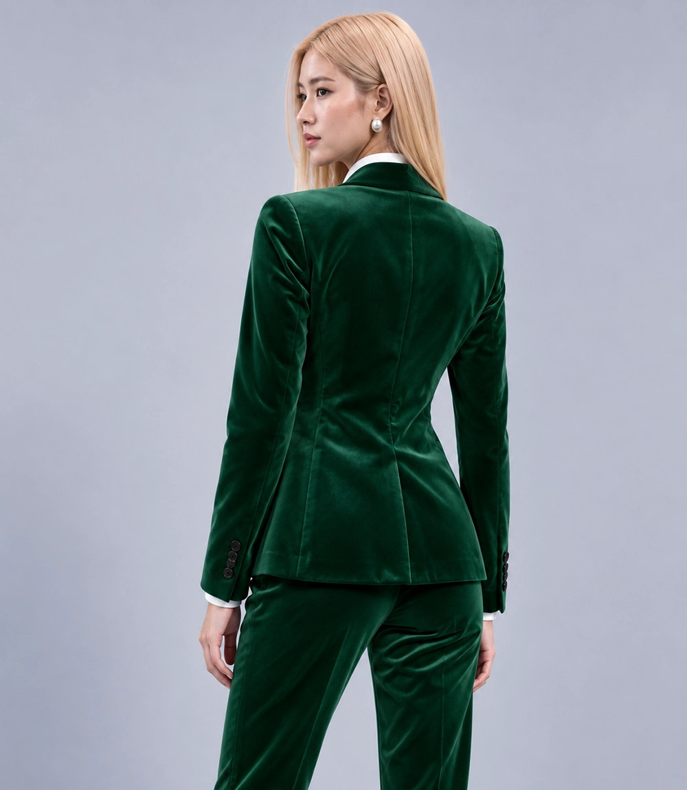 Women's Green Velvet Tuxedo Back  -  Suit Heritage