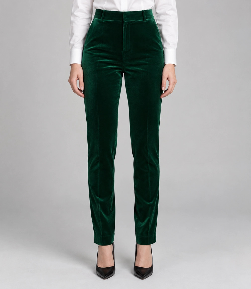 Women's Green Velvet Tuxedo Pant - Suit Heritage