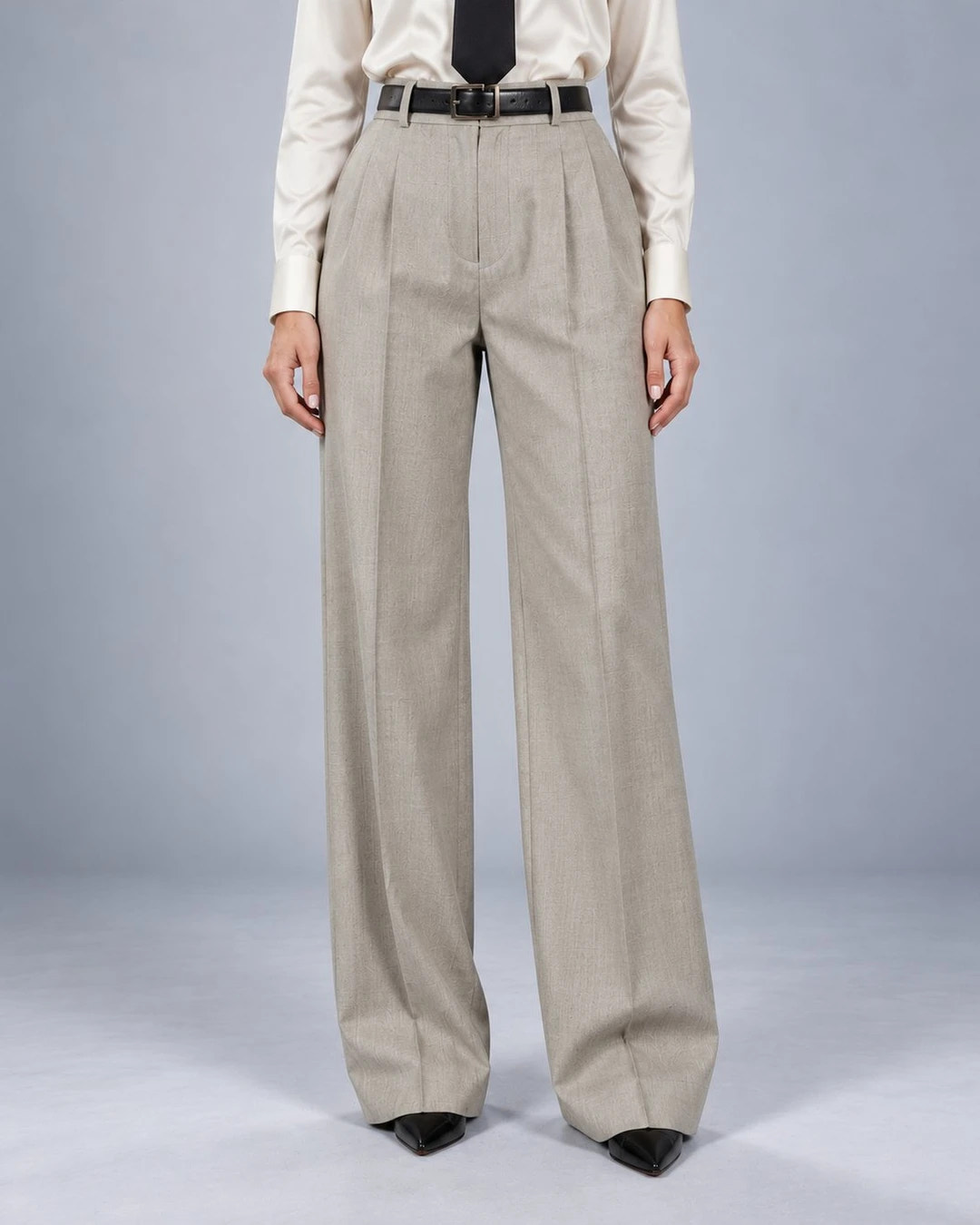 Women's Greige oversized Suit Pant  -  Suit Heritage