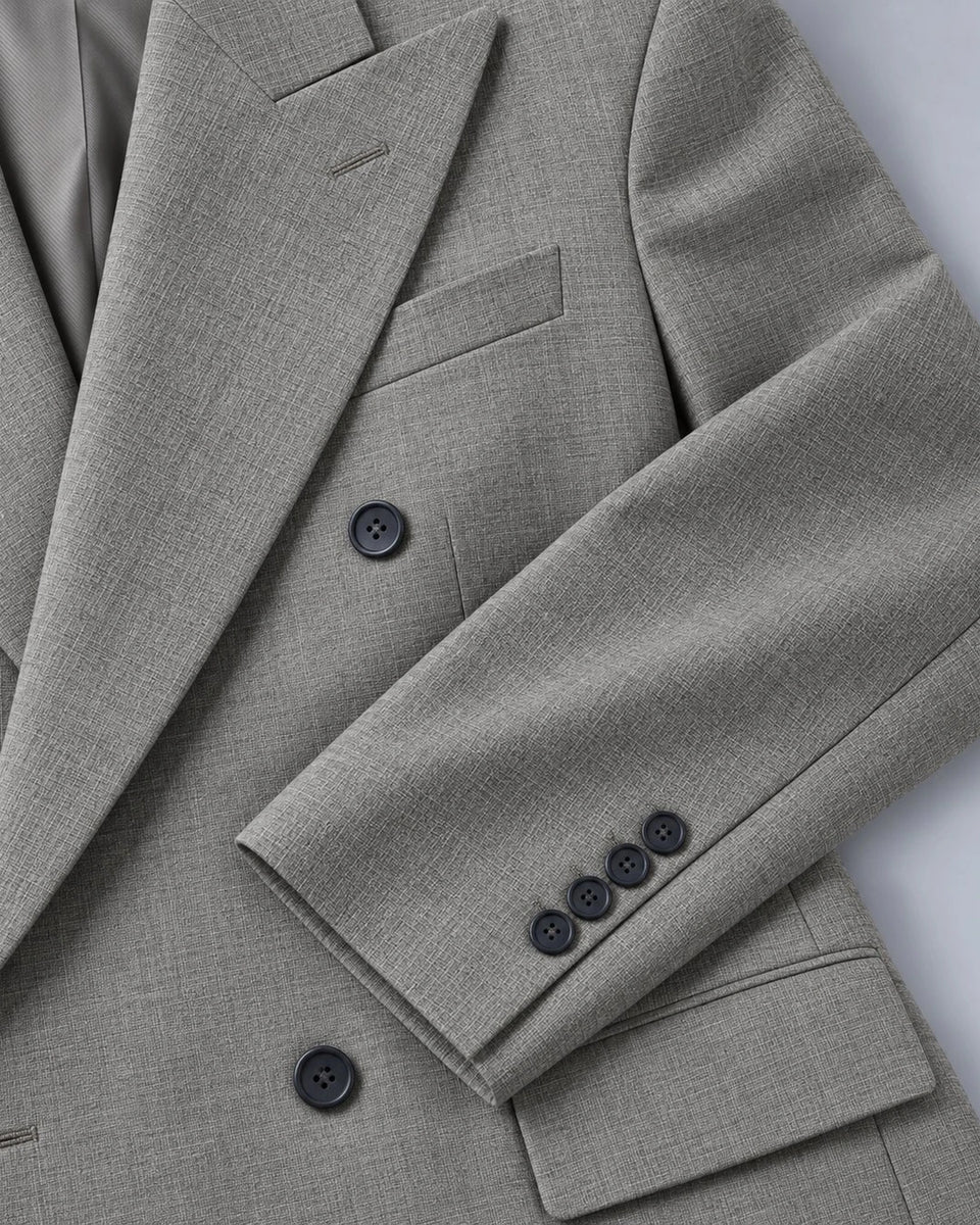 Women's Grey Double breasted Wide Leg Suit Fabric -  Suit Heritage