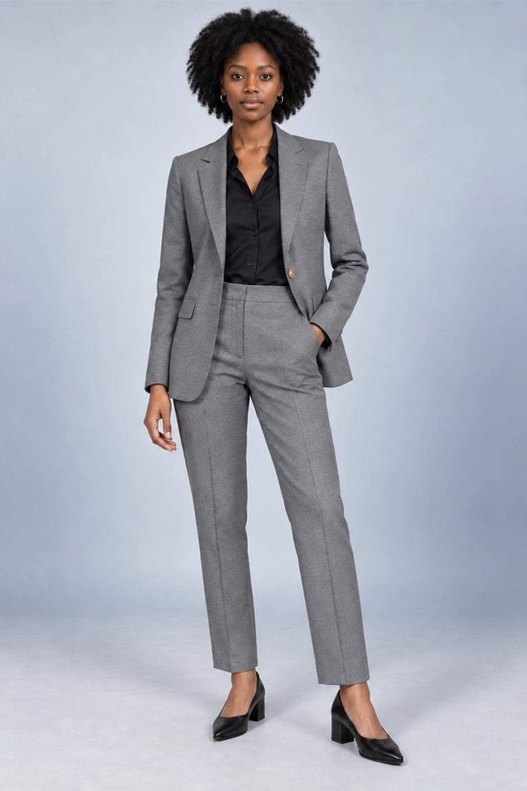Women's Grey Wool Blend 2 Piece Suit - Suit Heritage