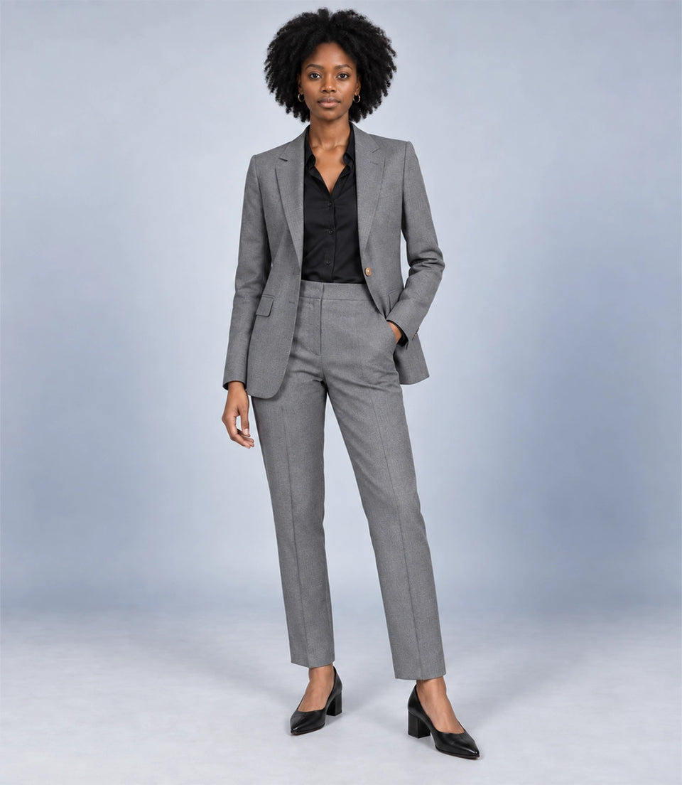 Women's Grey Wool Blend 2 Piece Suit - Suit Heritage