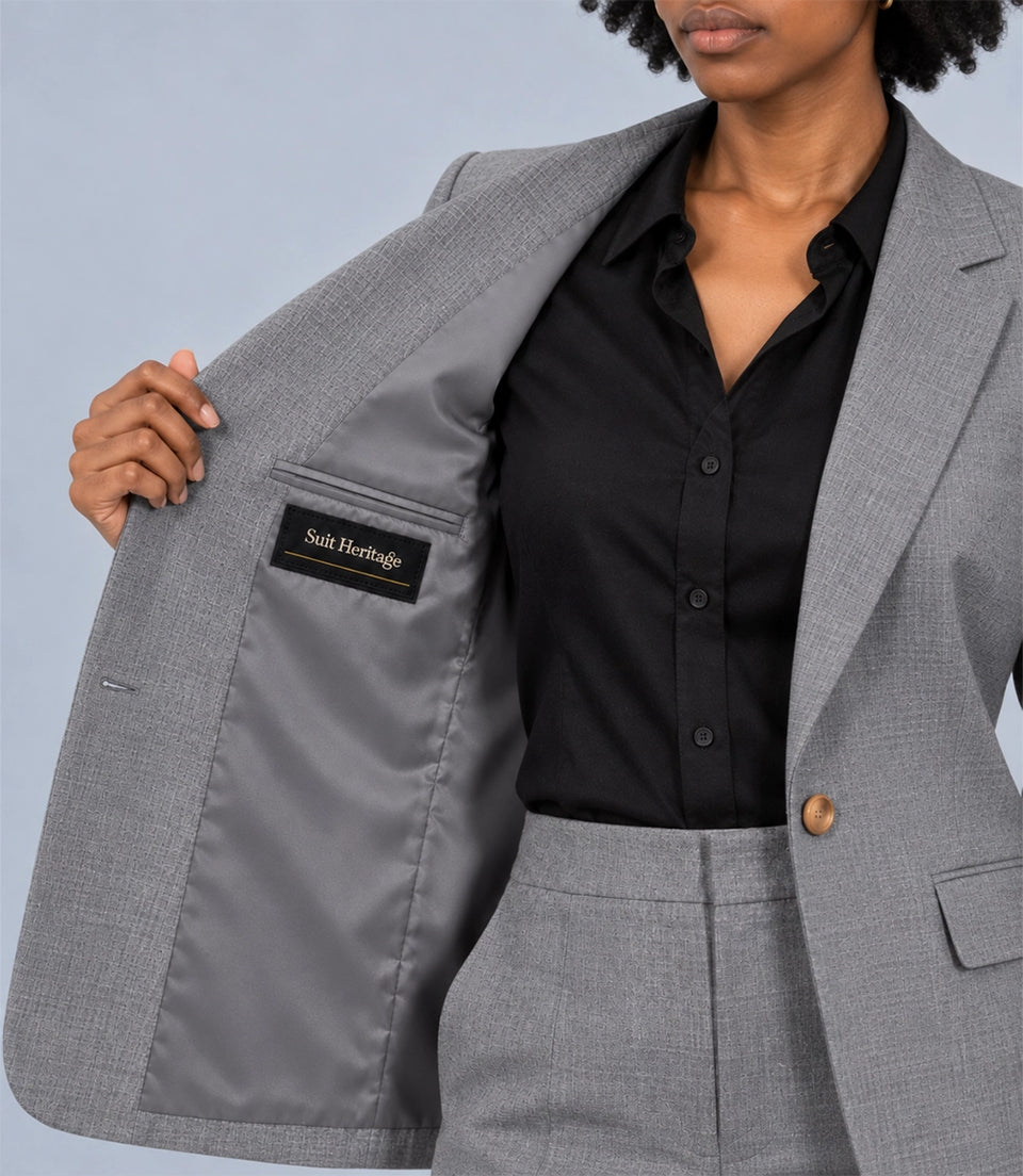 Women's Grey Wool Blend 2 Piece Suit Inner - Suit Heritage