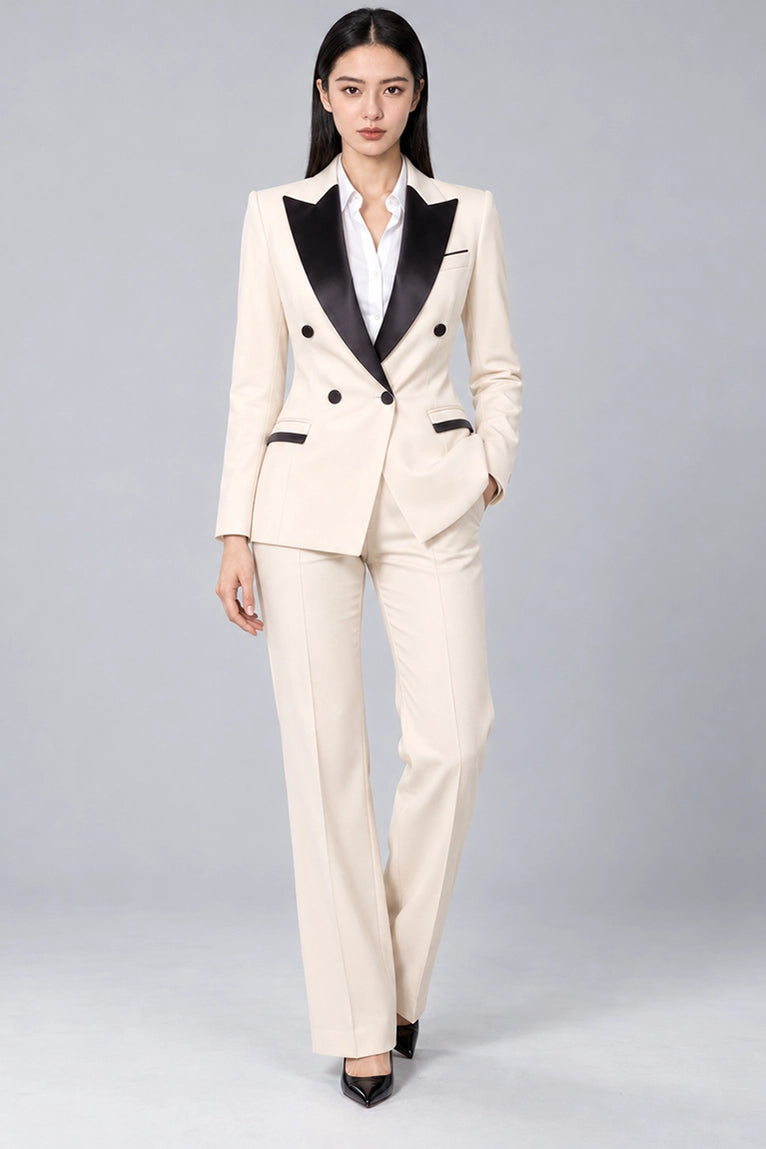 Women's Ivory Peak Lapel Formal Tuxedo -  Suit Heritage