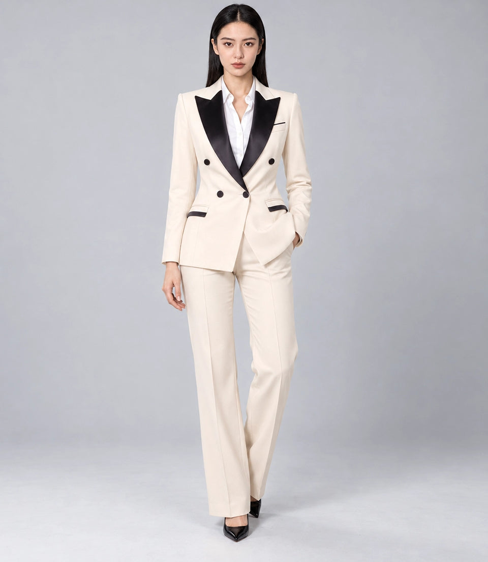 Women's Ivory Peak Lapel Formal Tuxedo -  Suit Heritage