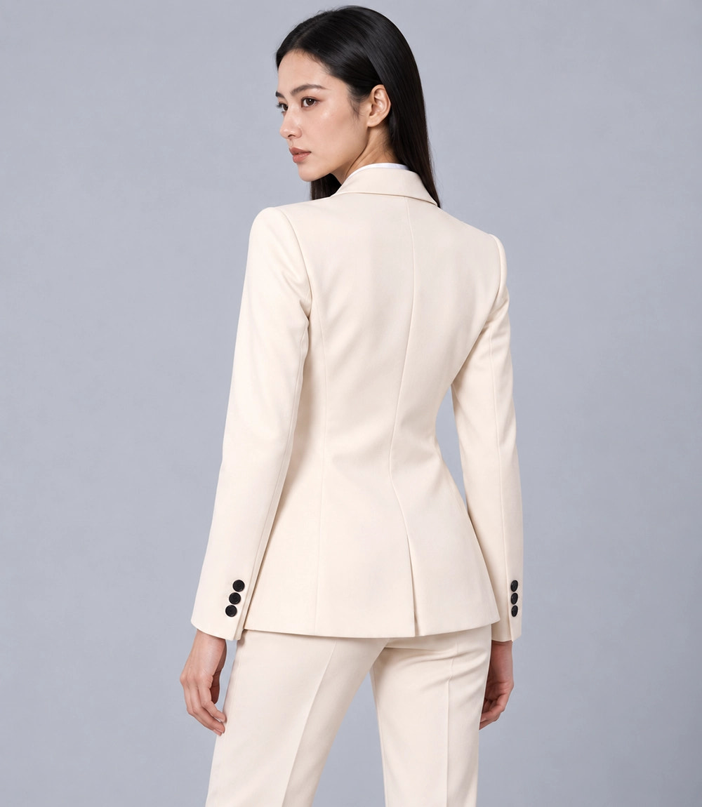 Women's Ivory Peak Lapel Formal Tuxedo Back -  Suit Heritage