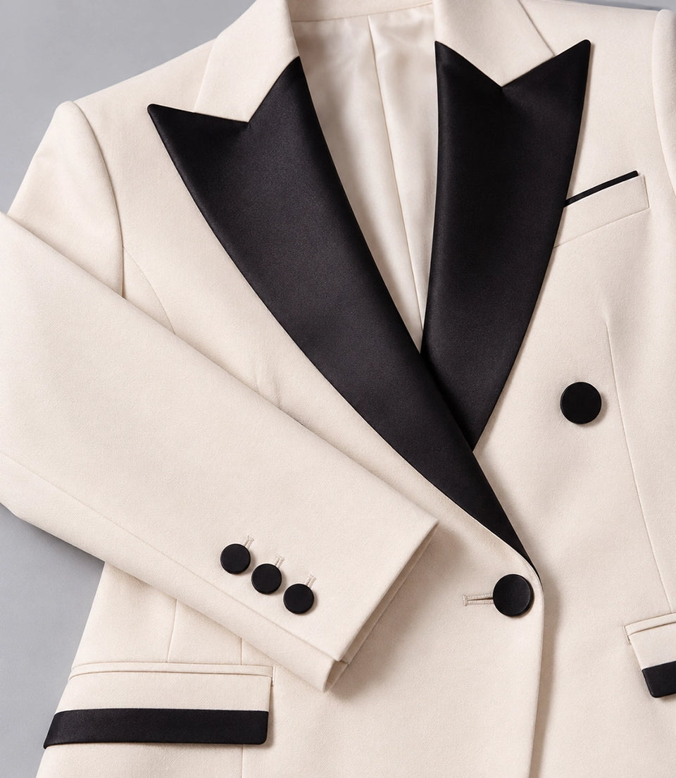 Women's Ivory Peak Lapel Formal Tuxedo Fabric -  Suit Heritage