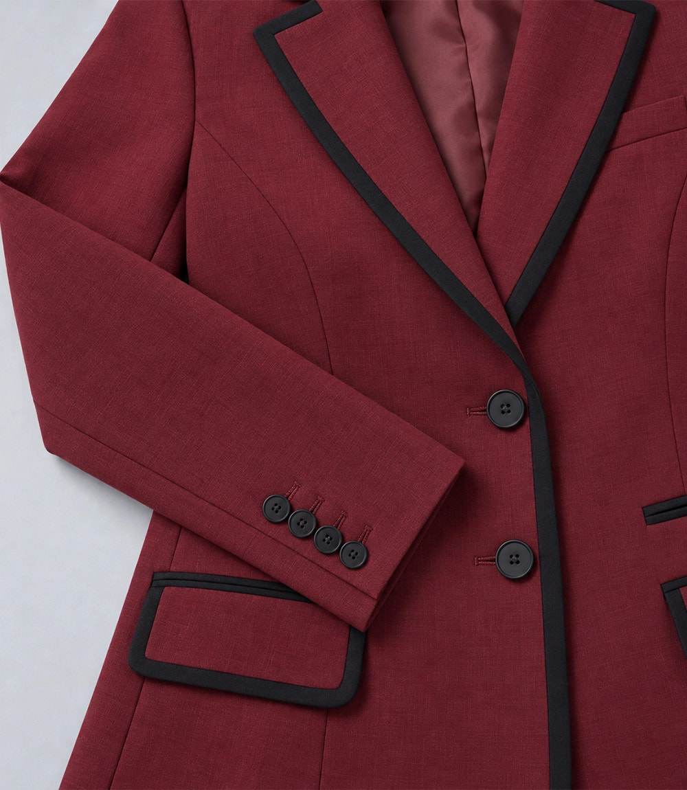 Women's Maroon Notch Lapel 2 Piece Suit Blazer - Suit Heritage