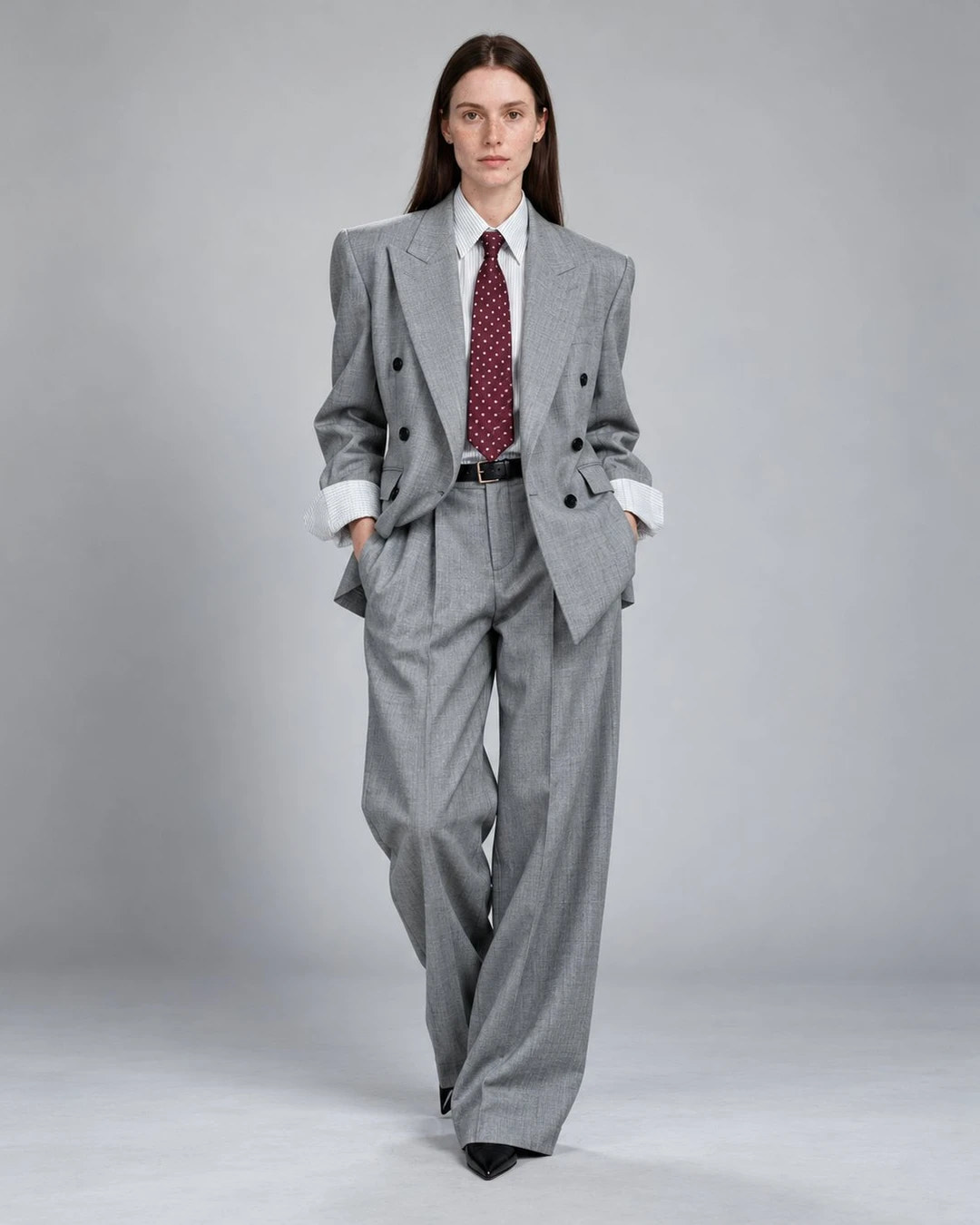 Women's Medium Grey Double Breasted Suit -  Suit Heritage