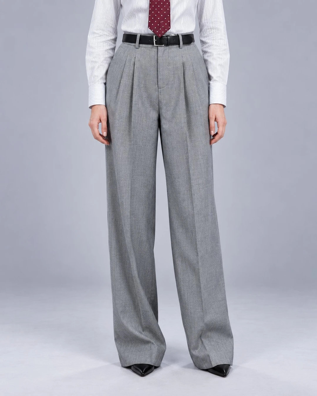Women's Medium Grey Double Breasted Suit Pant -  Suit Heritage