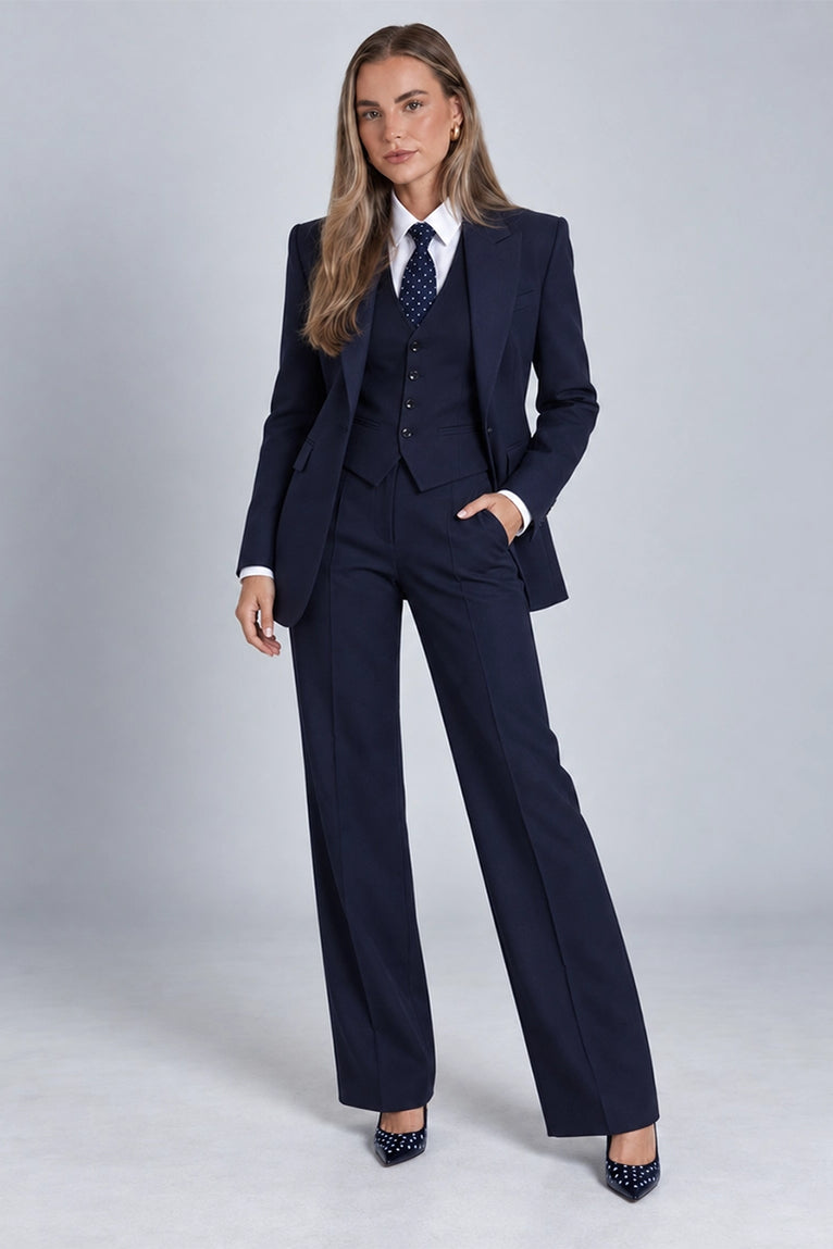 Women's Navy Blue 3 Piece Suit - Suit Heritage