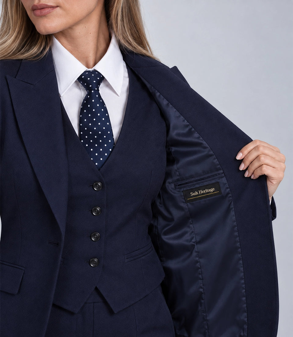 Women's Navy Blue 3 Piece Suit Inner - Suit Heritage