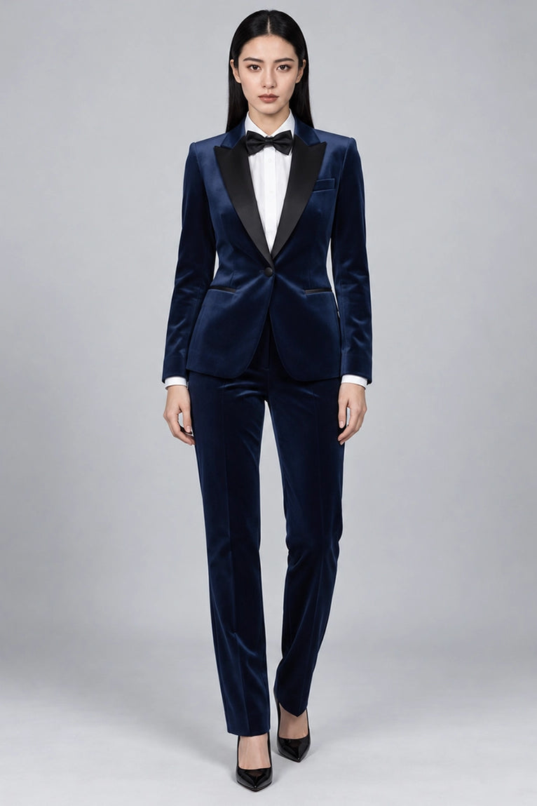 Women's Navy Velvet Tuxedo -  Suit Heritage