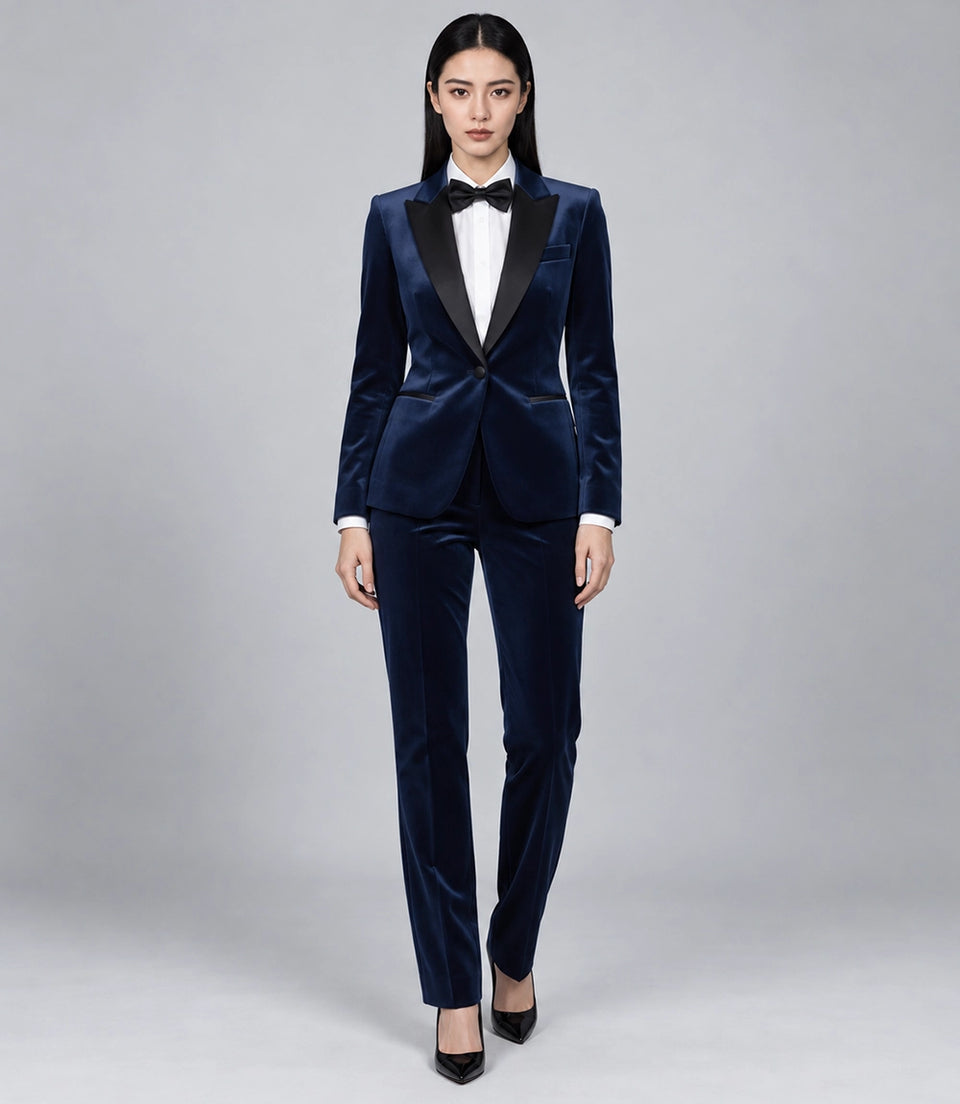 Women's Navy Velvet Tuxedo -  Suit Heritage