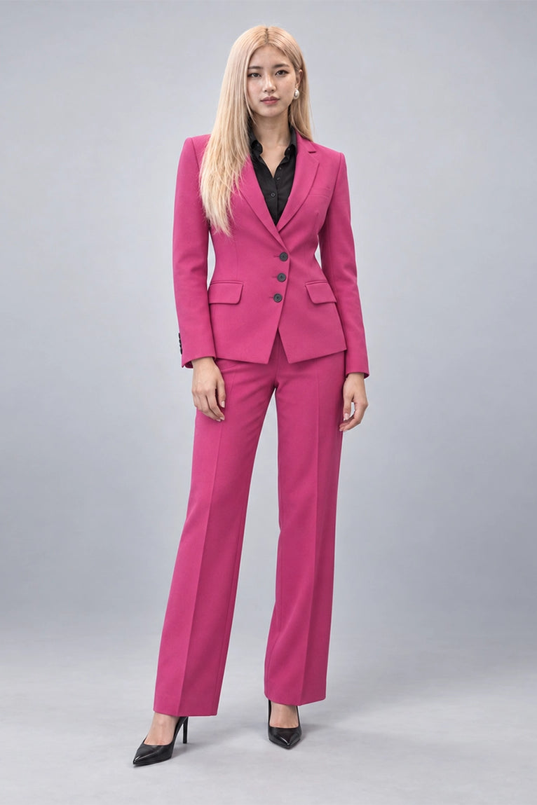 Women's Pink Wool Blend 2 Piece Suit - Suit Heritage