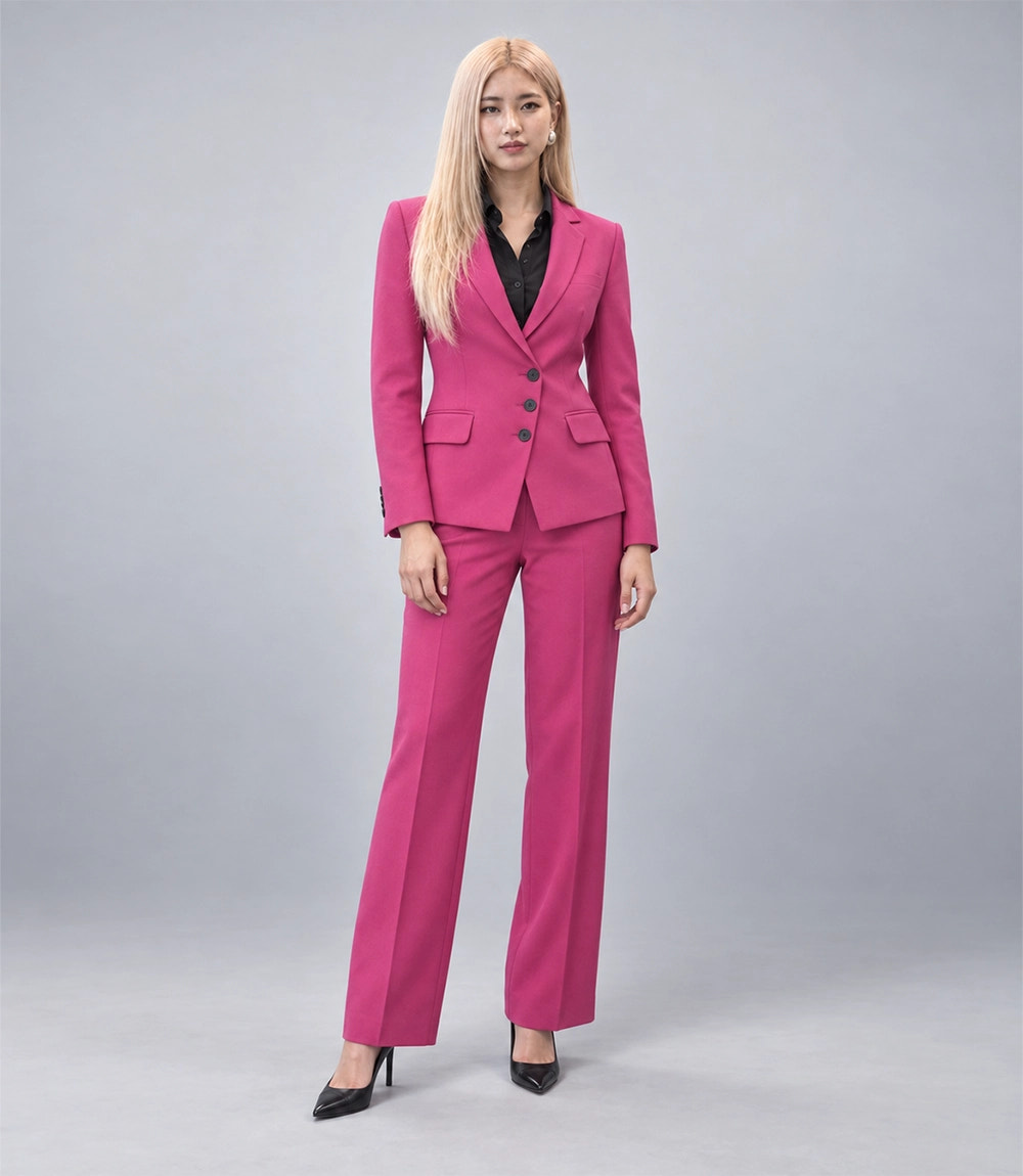 Women's Pink Wool Blend 2 Piece Suit - Suit Heritage