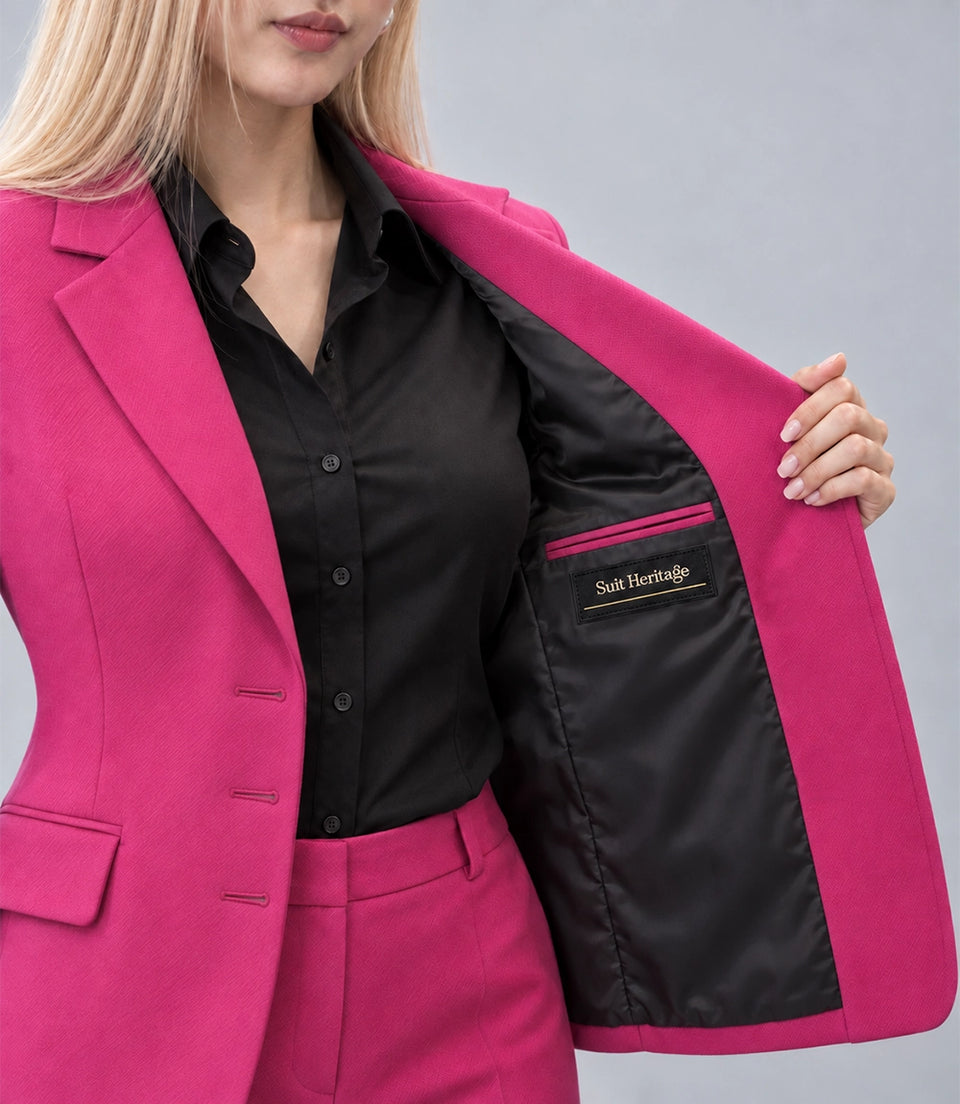 Women's Pink Wool Blend 2 Piece Suit Inner - Suit Heritage