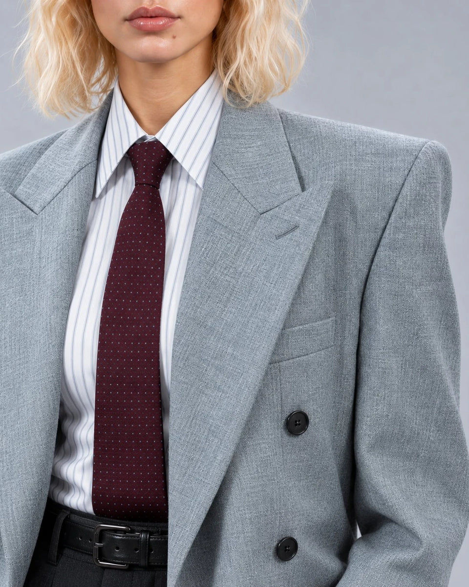 Women's Powder Blue Relaxed Fit Suit Closeup -  Suit Heritage