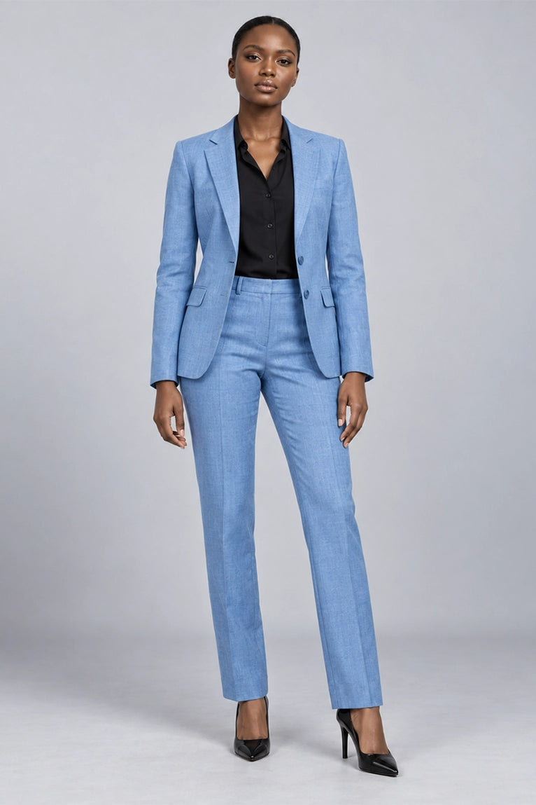 Women's Sky Blue Linen 2 Piece Suit - Suit Heritage