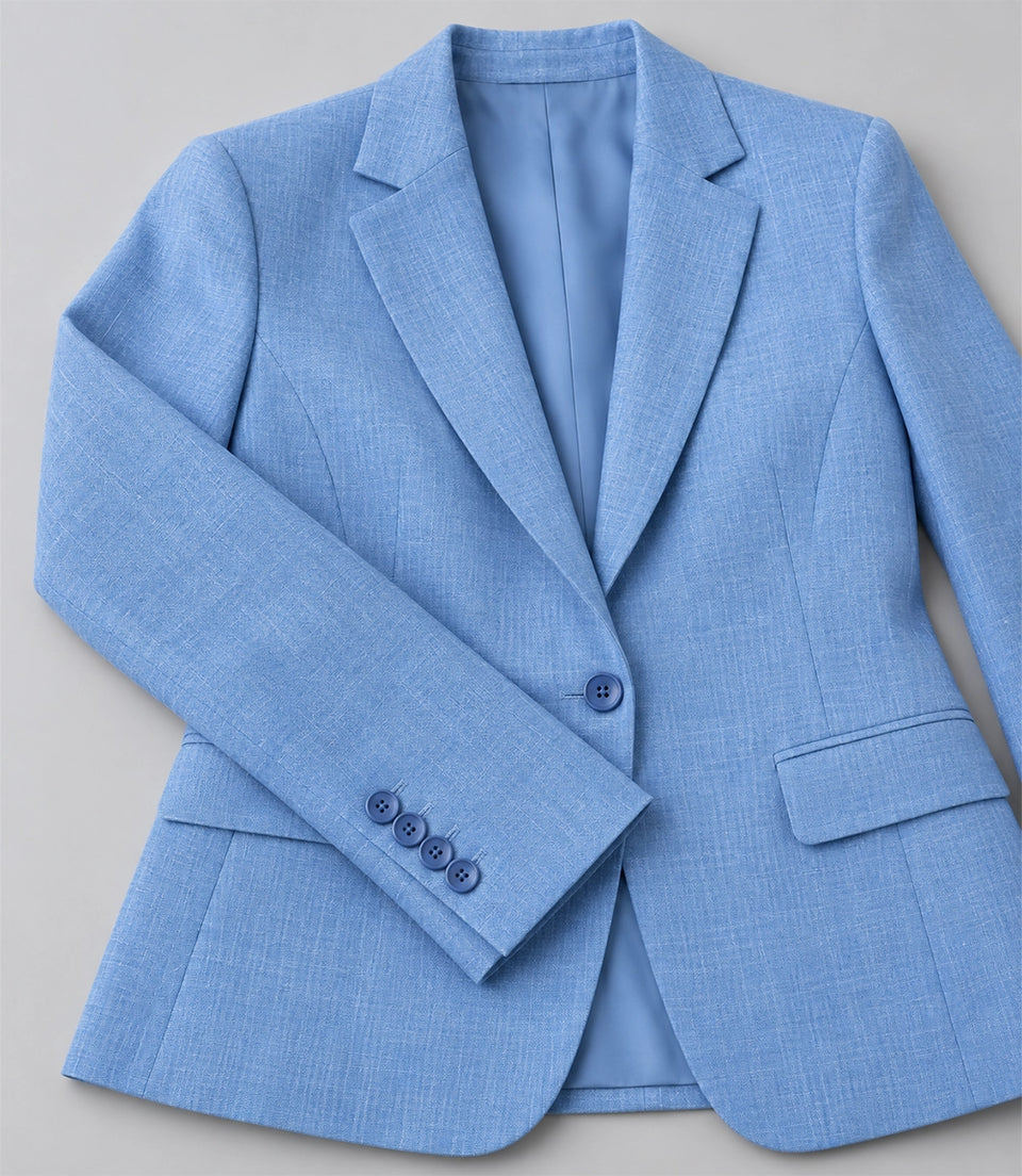 Women's Sky Blue Linen 2 Piece Suit Blazer - Suit Heritage