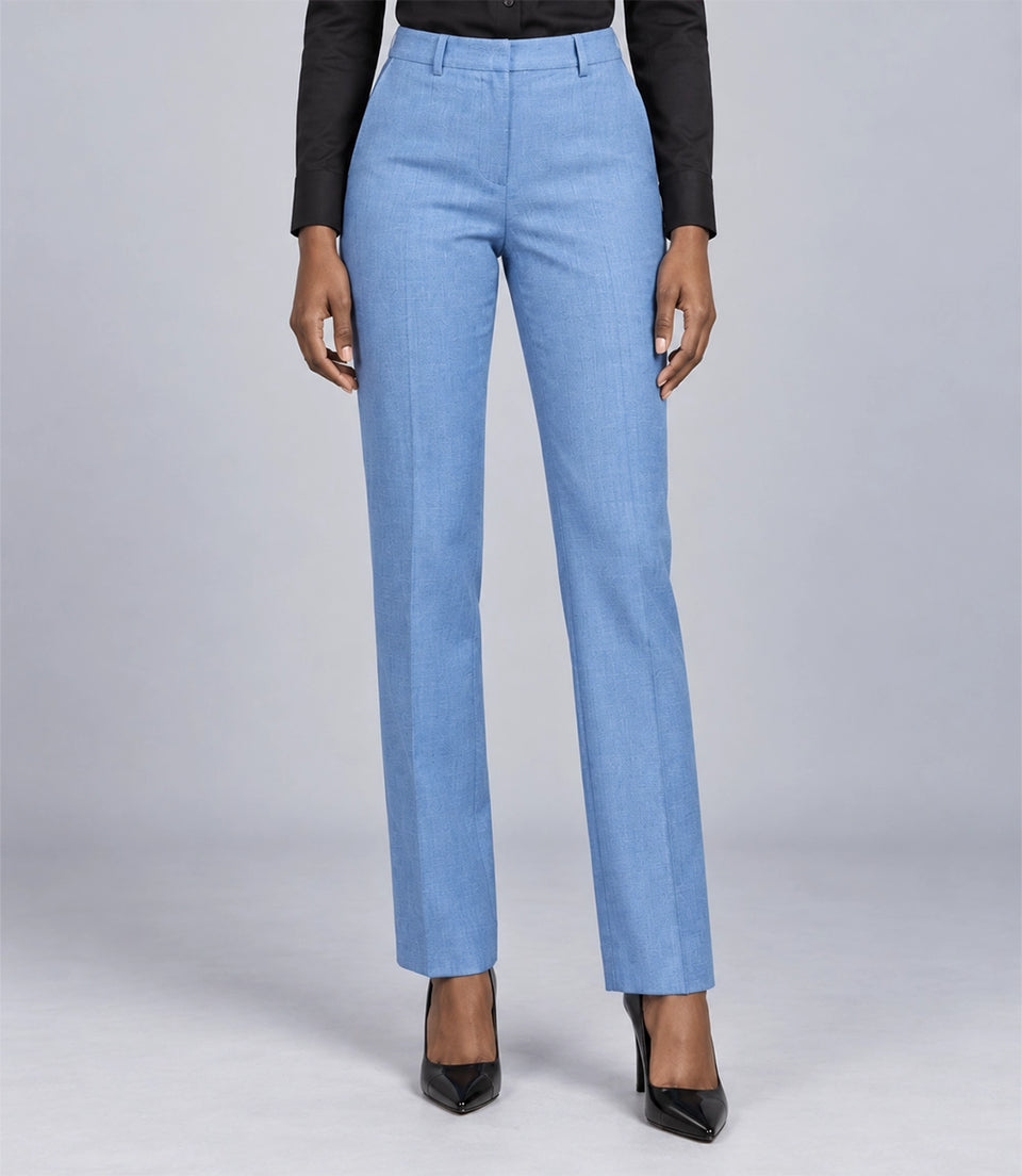 Women's Sky Blue Linen 2 Piece Suit Pant - Suit Heritage