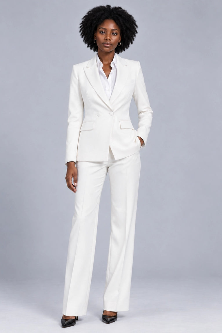 Women's White Peak Lapel Tuxedo -  Suit Heritage