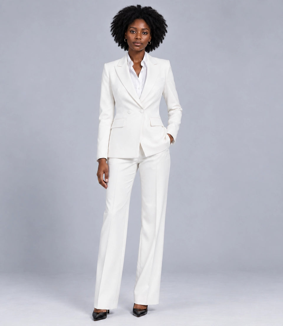 Women's White Peak Lapel Tuxedo -  Suit Heritage