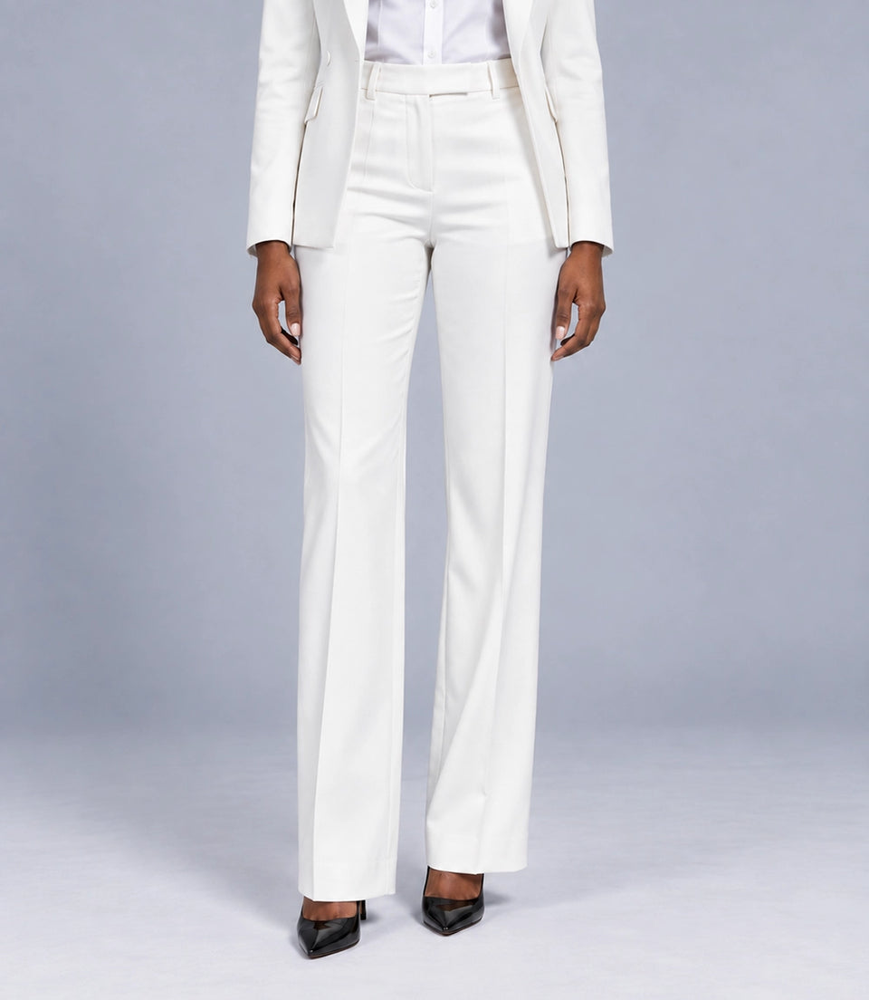 Women's White Peak Lapel Tuxedo Pant -  Suit Heritage