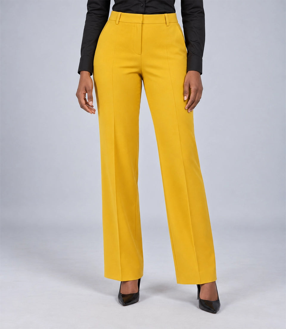 Women's Yellow Double Breasted Business 2 Piece Suit Pant - Suit Heritage
