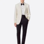 SuitsHeritage Men’s White Solid Regular Fit 2 Piece Tuxedo