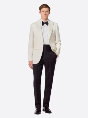 SuitsHeritage Men’s White Solid Regular Fit 2 Piece Tuxedo