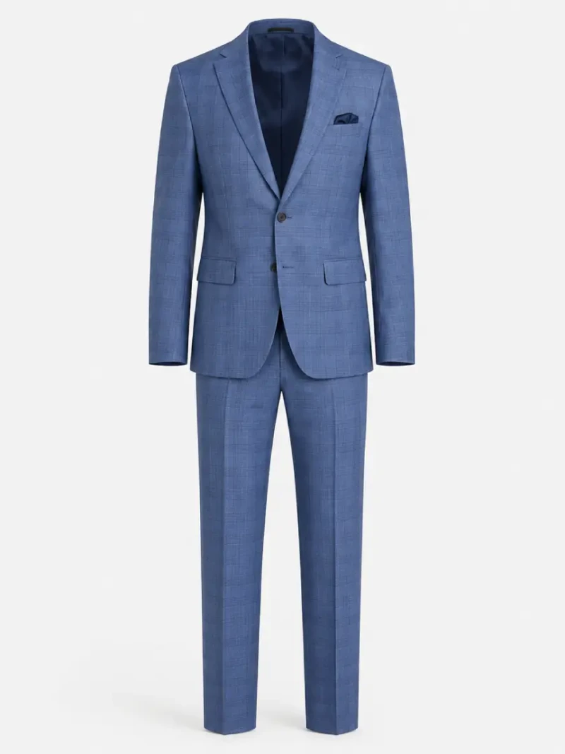 Ashford Cotton Blue Plaid Suit ghost mannequin - Suitheritage