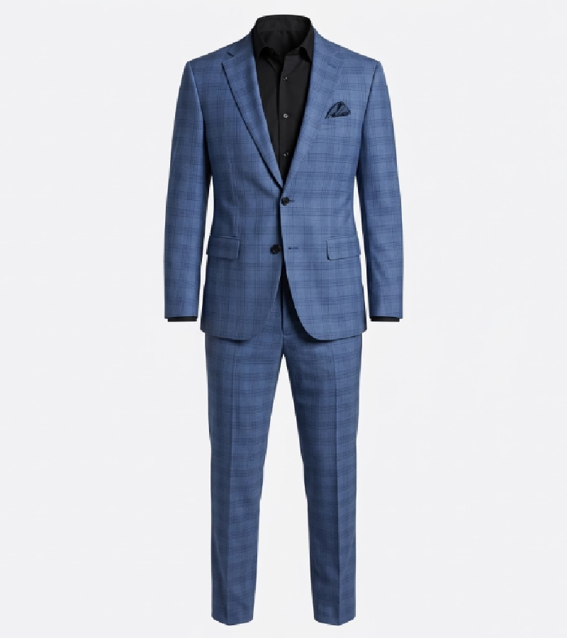 Ashford Cotton Blue Plaid Suit