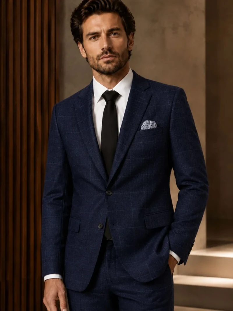 Ashford Cotton Check Navy Suit