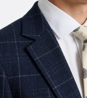 Ashford Cotton Check Navy Suit Collar