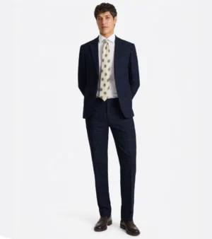 Ashford Cotton Check Navy Suit Front