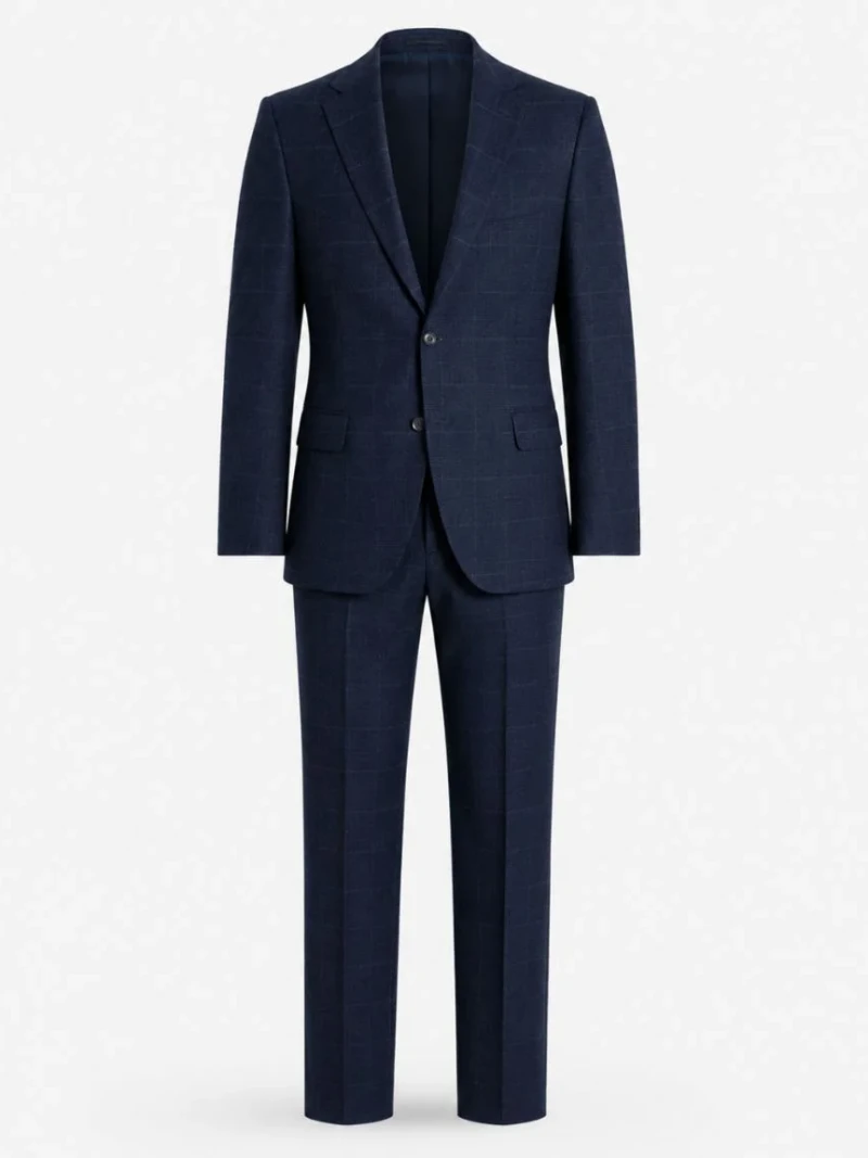 Ashford Cotton Check Navy Suit Front Img
