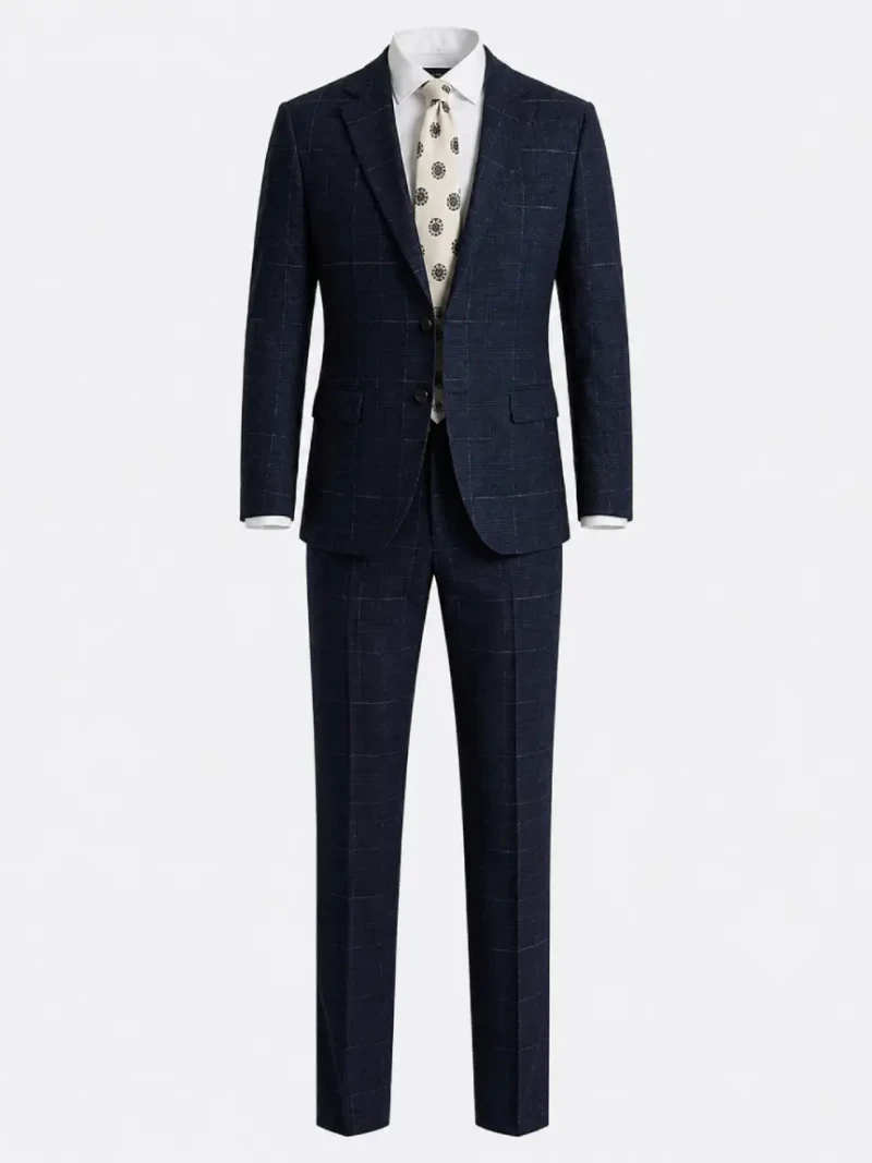 Ashford Cotton Check Navy Suit Ghost Mannequin - Suit Heritage