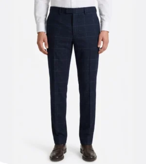 Ashford Cotton Check Navy Suit Pant