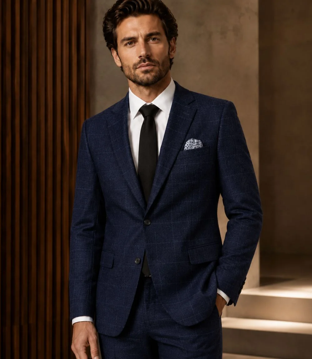 Ashford Cotton Check Navy Suit