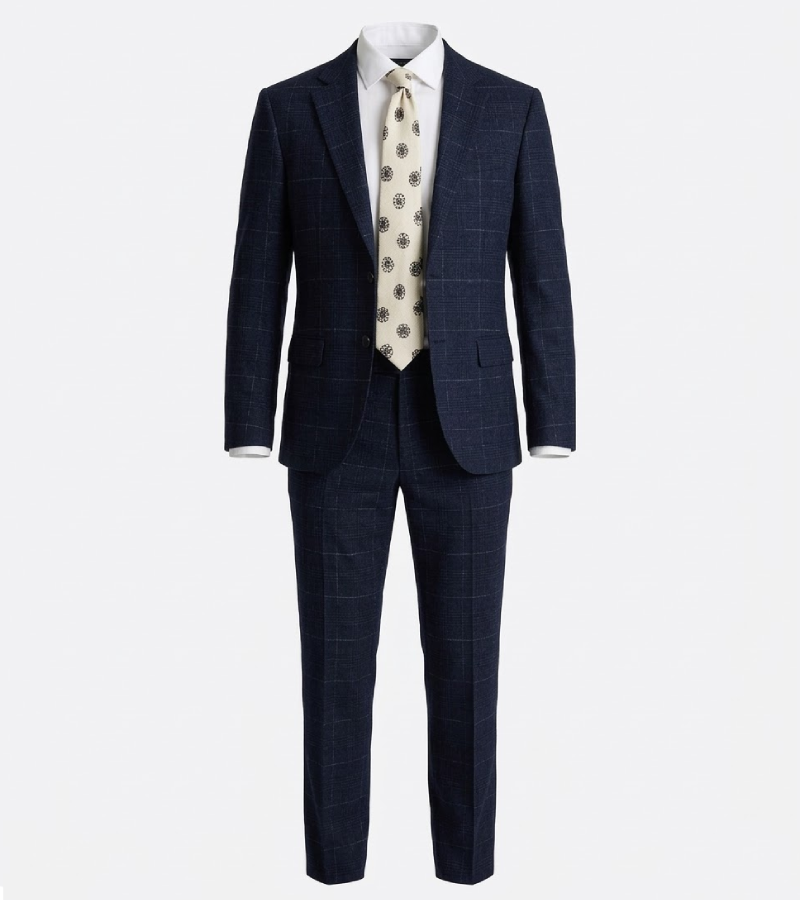 Ashford Cotton Check Navy Suits