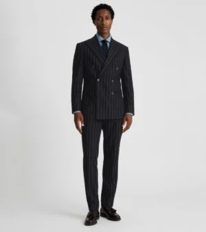 Ashford Cotton Pinstripe Black Suit