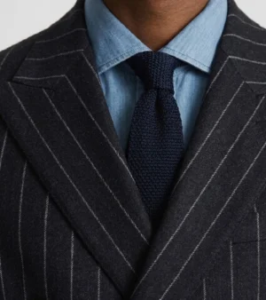 Ashford Cotton Pinstripe Black Suit Collar