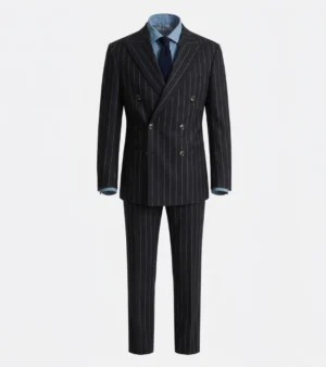 Ashford Cotton Pinstripe Black Suit Front