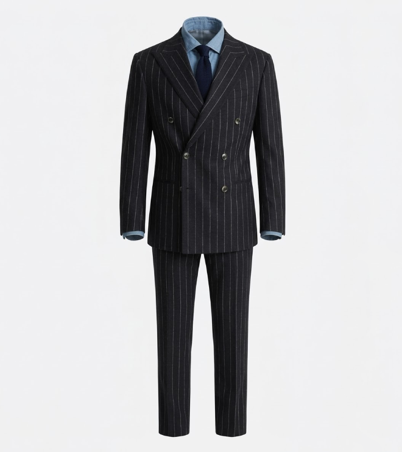 Ashford Cotton Pinstripe Black Suit Front