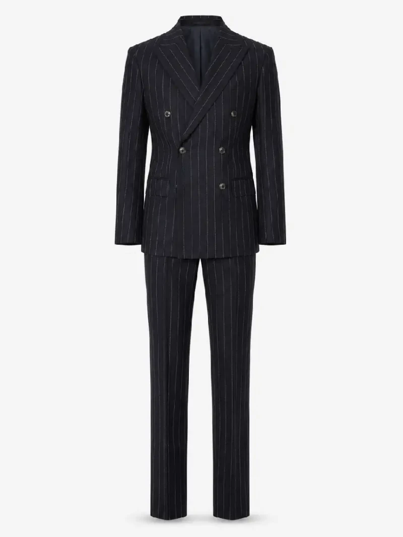 Ashford Cotton Pinstripe Black Suit Ghost Mannequin