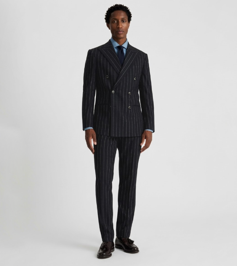 Ashford Cotton Pinstripe Black Suit